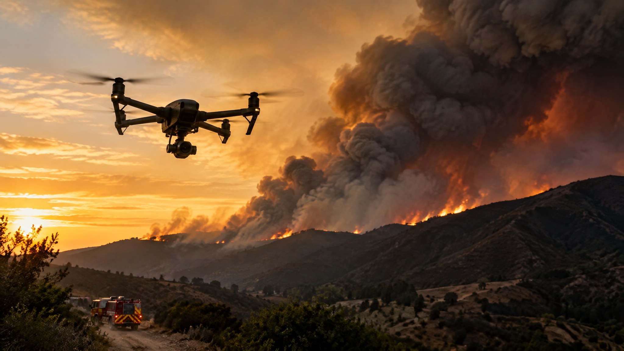 Drone photo illustrating: Wildfire Drones and TFRs: “If You Fly, We Can’t”